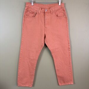 Levi's Premium 501 Original Crop Jeans 30x26 Terracotta  Orange Button Fly Big E